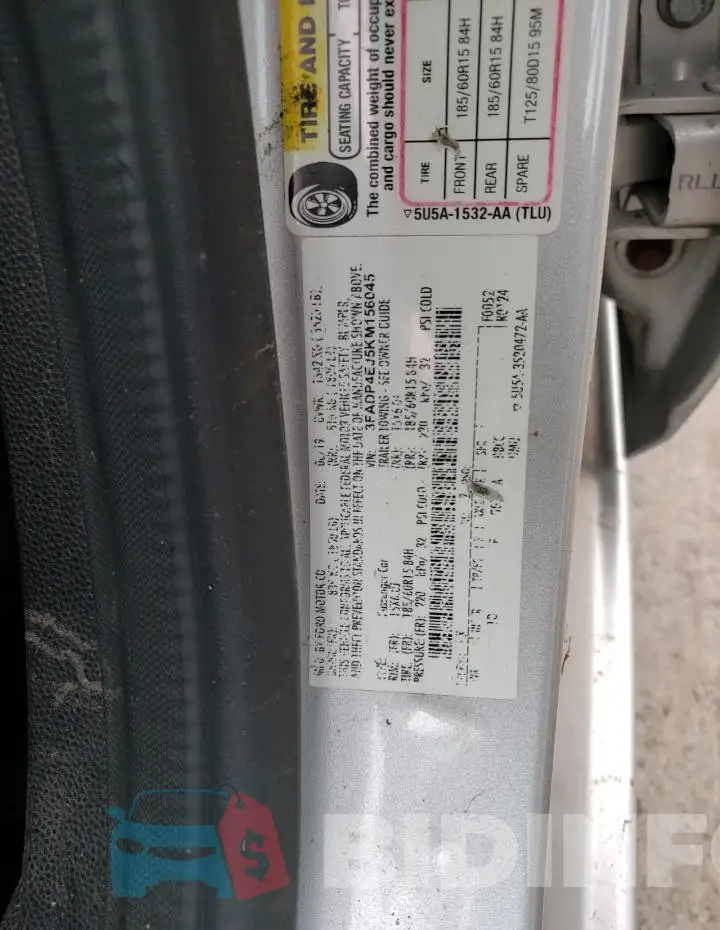 3FADP4EJ5KM156045 Photo# 12