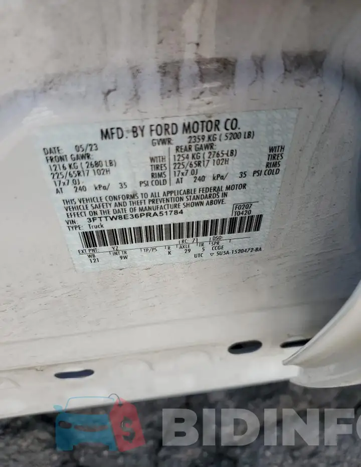 3FTTW8E36PRA51784 Photo# 13