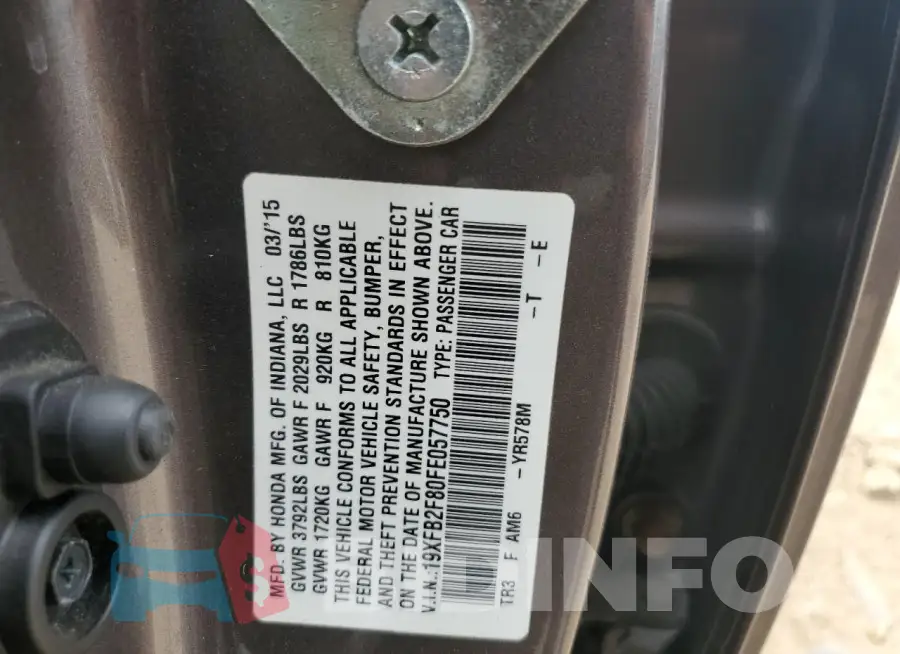 19XFB2F80FE057750 Photo# 12