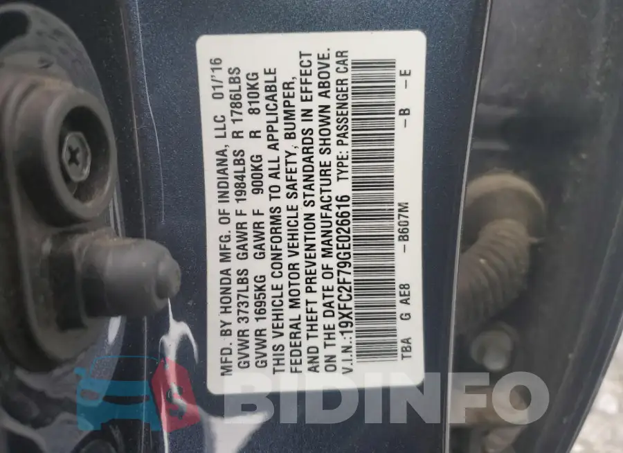 19XFC2F79GE026616 Photo# 12