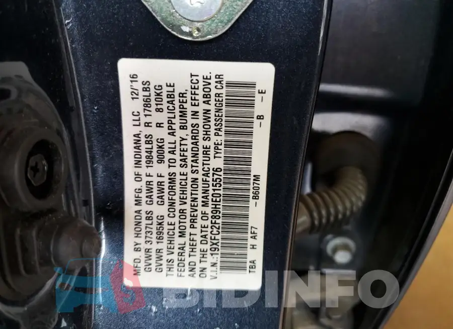 19XFC2F89HE015576 Photo# 13