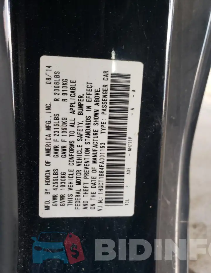 1HGCT1B84FA001153 Photo# 12