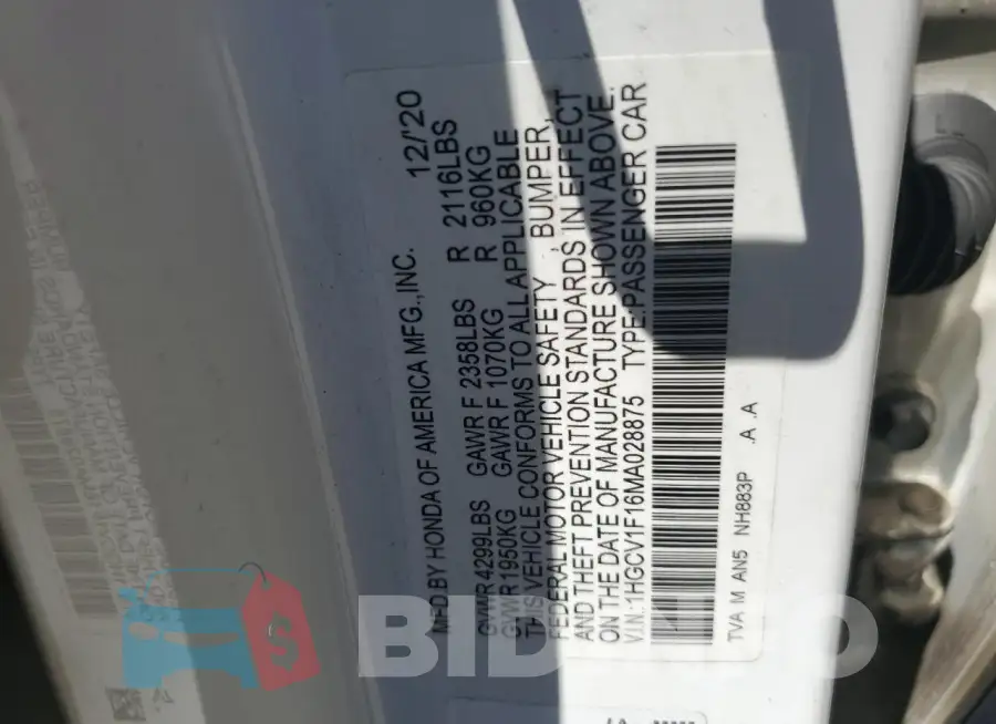 1HGCV1F16MA028875 Photo# 12