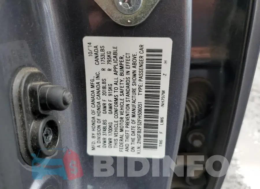 2HGFB2F52FH506051 Photo# 12