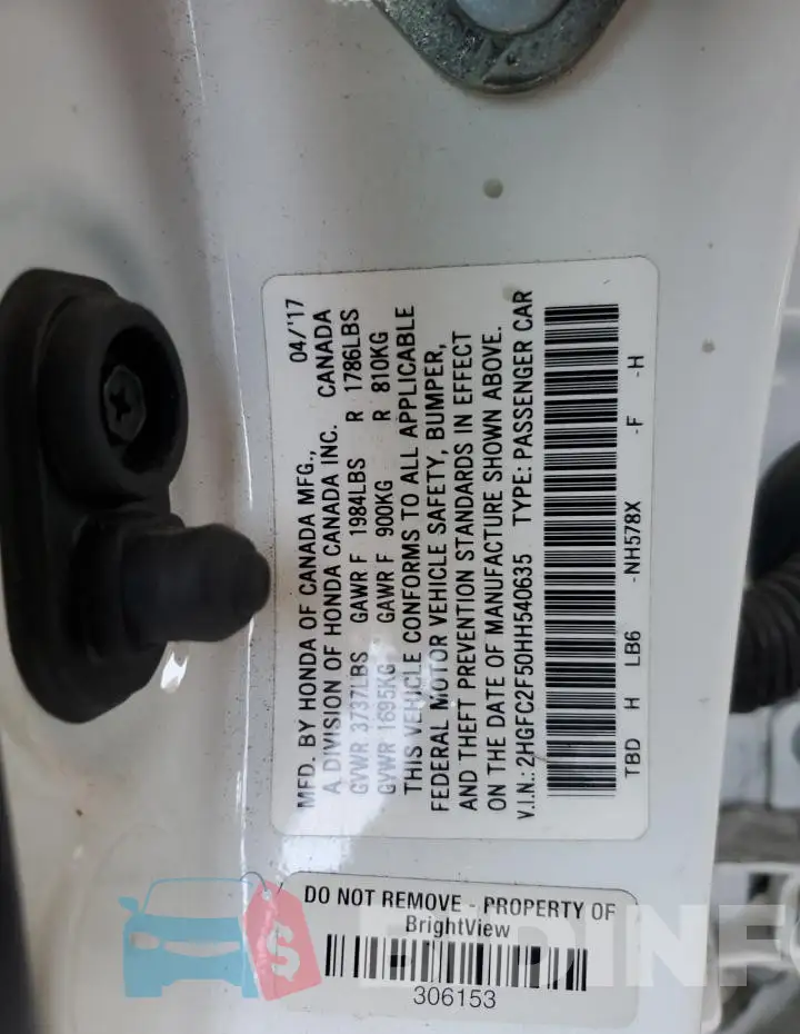 2HGFC2F50HH540635 Photo# 13