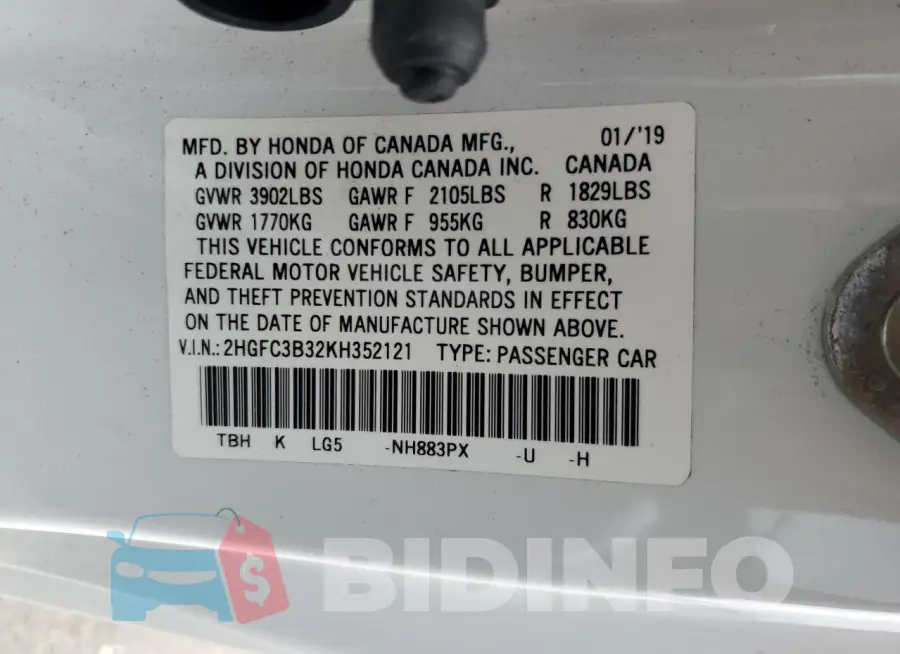 2HGFC3B32KH352121 Photo# 13