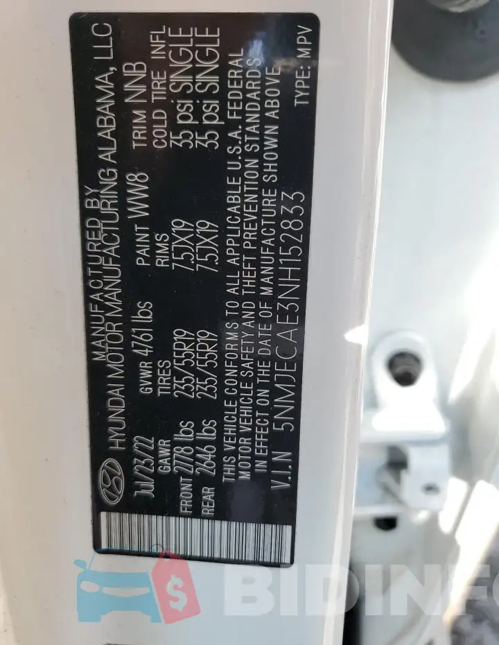 5NMJECAE3NH152833 Photo# 13