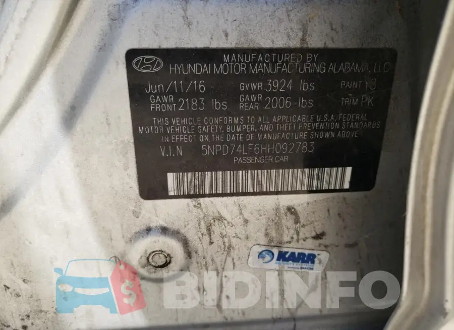5NPD74LF6HH092783 Photo# 12