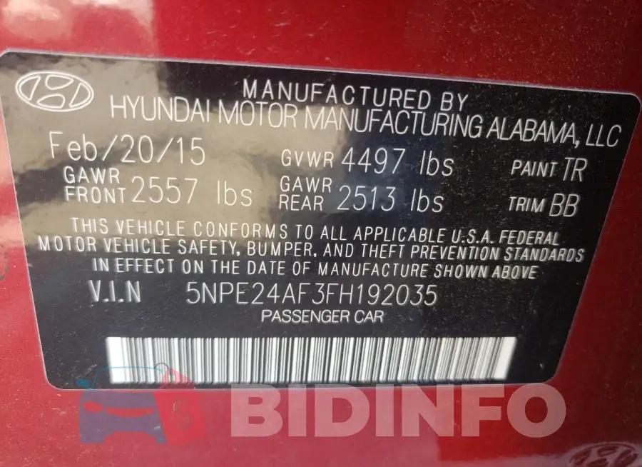 5NPE24AF3FH192035 Photo# 12