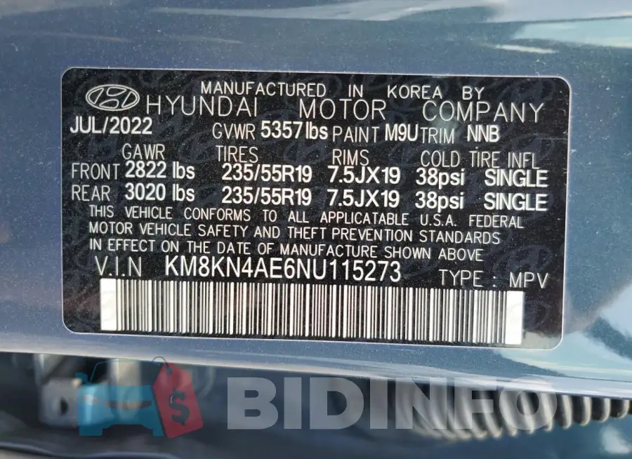 KM8KN4AE6NU115273 Photo# 13