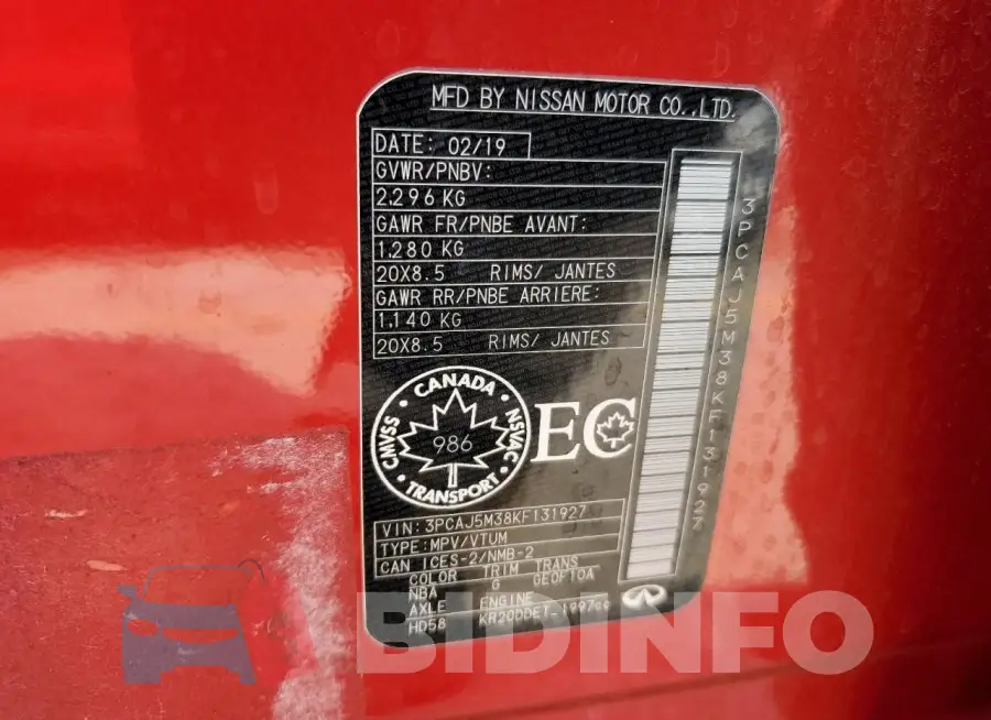 3PCAJ5M38KF131927 Photo# 14
