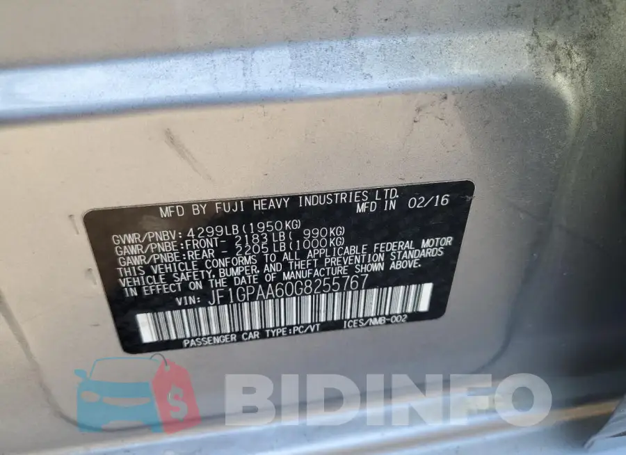 JF1GPAA60G8255767 Photo# 12