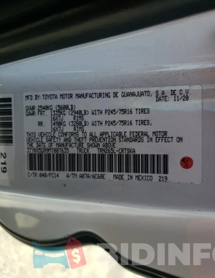 3TYRX5GN9MT007635 Photo# 12
