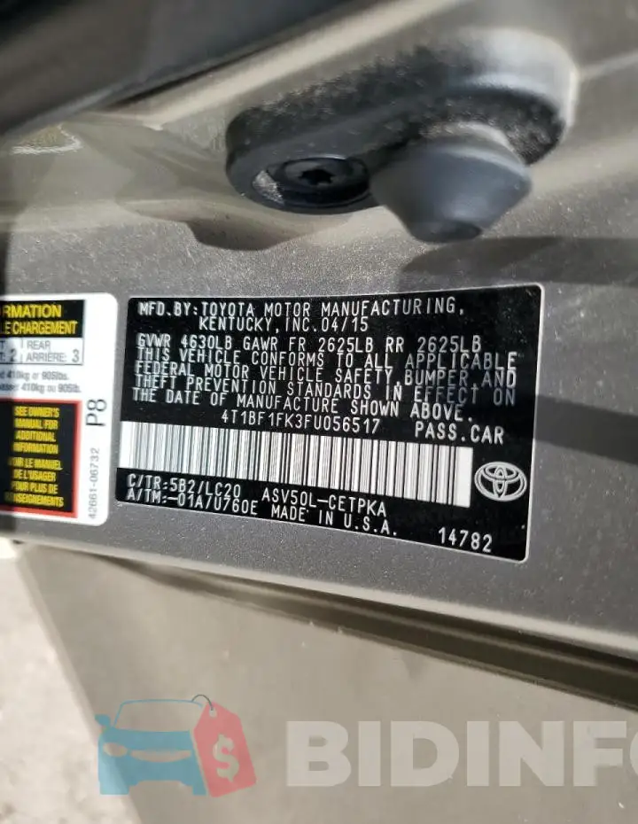 4T1BF1FK3FU056517 Photo# 13