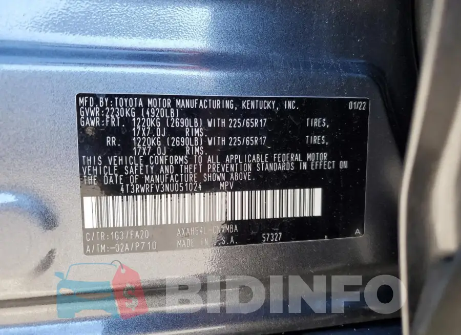 4T3RWRFV3NU051024 Photo# 14