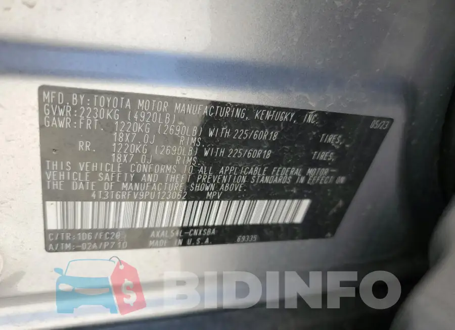 4T3T6RFV9PU123062 Photo# 14