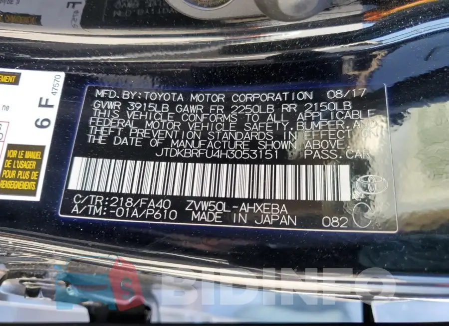 JTDKBRFU4H3053151 Photo# 12