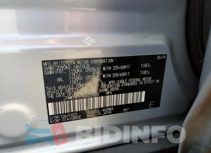 JTMW1RFV7KD027304 Photo# 13