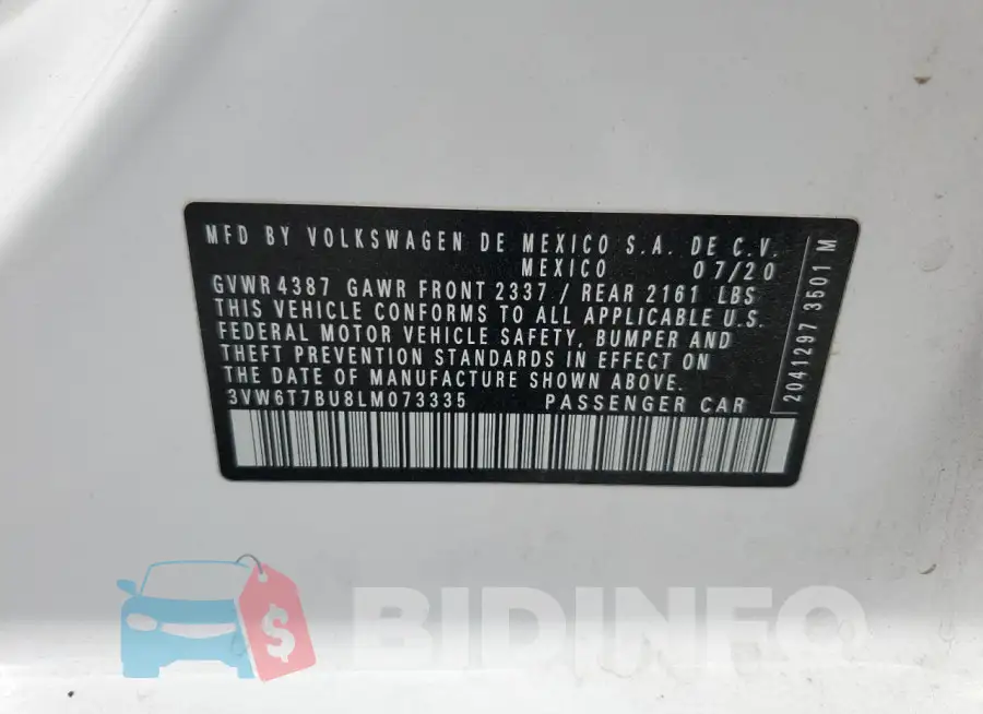 3VW6T7BU8LM073335 Photo# 12