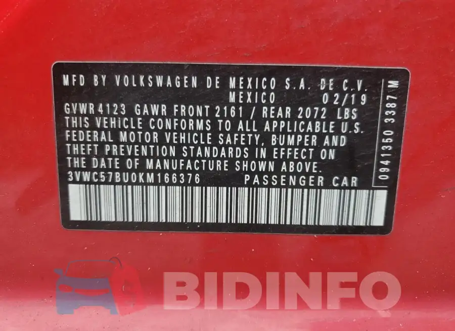 3VWC57BU0KM166376 Photo# 12
