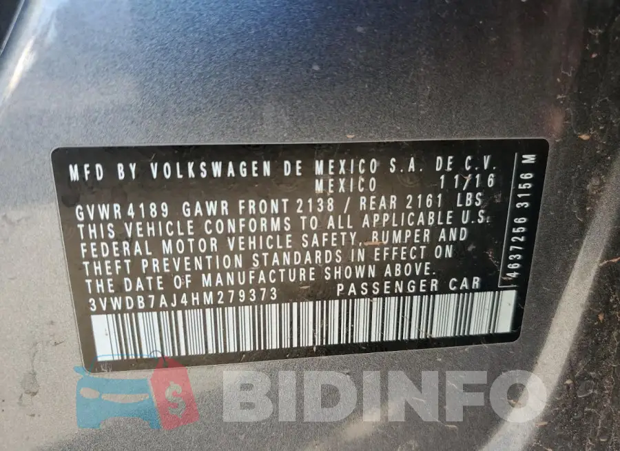 3VWDB7AJ4HM279373 Photo# 12