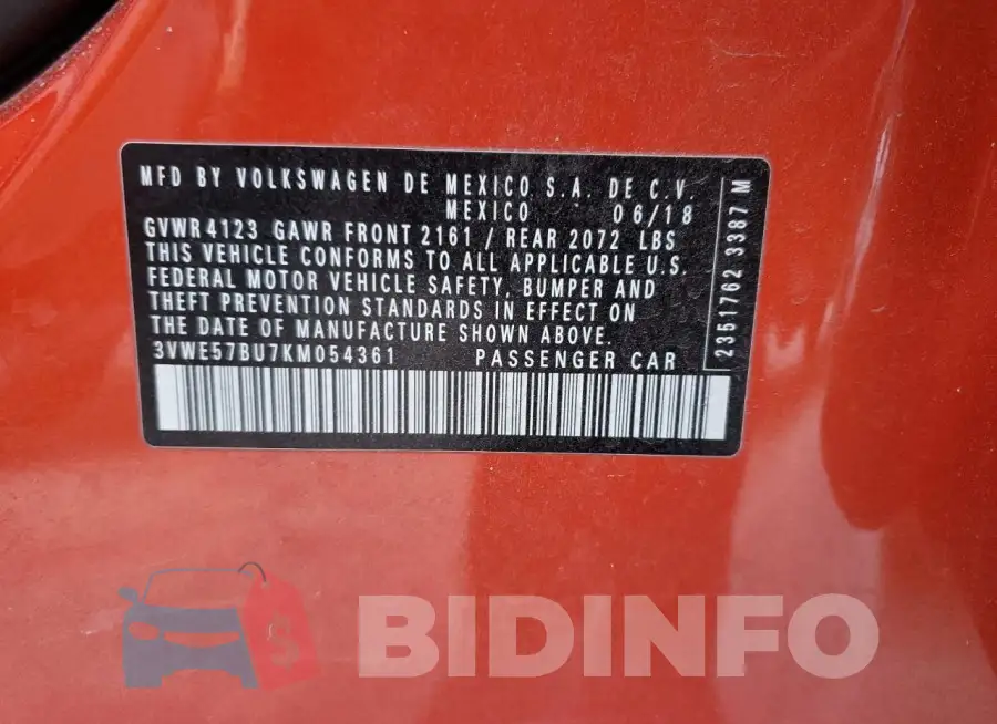 3VWE57BU7KM054361 Photo# 13