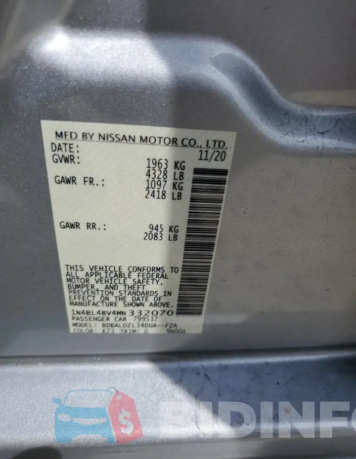 1N4BL4BV4MN332070 Photo# 12