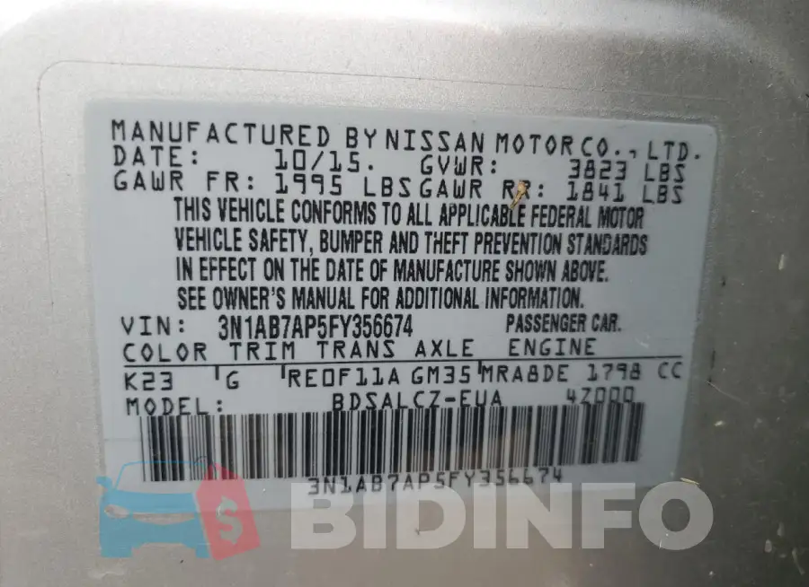 3N1AB7AP5FY356674 Photo# 12