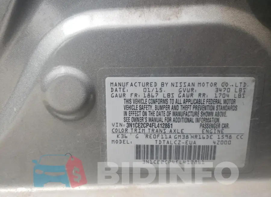3N1CE2CP4FL412861 Photo# 12