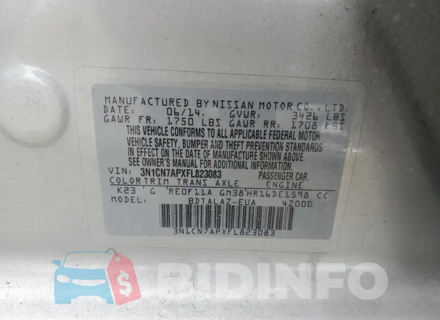 3N1CN7APXFL823083 Photo# 13