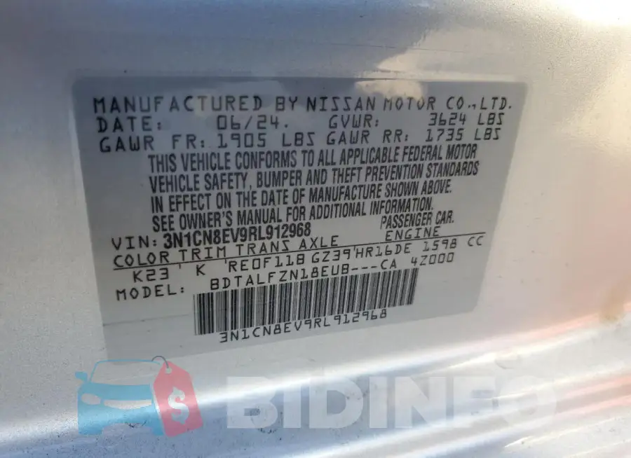 3N1CN8EV9RL912968 Photo# 12