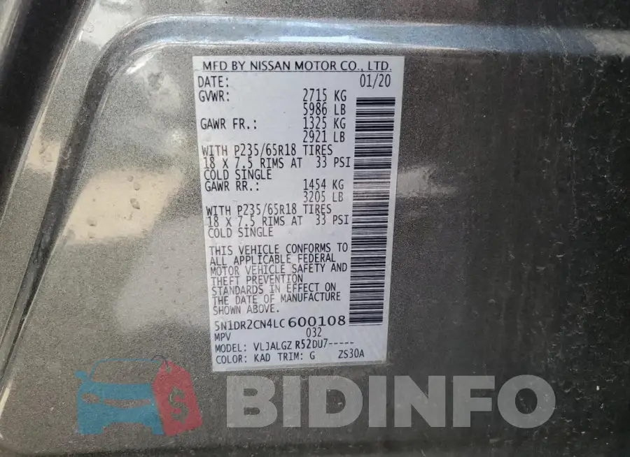 5N1DR2CN4LC600108 Photo# 13
