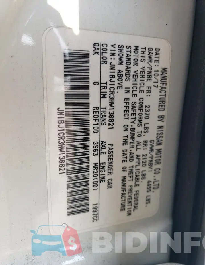 JN1BJ1CR3HW136821 Photo# 13