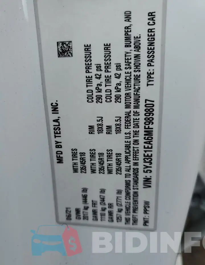 5YJ3E1EA6MF989807 Photo# 12