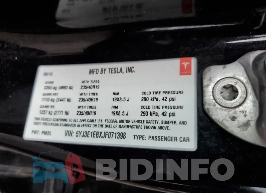 5YJ3E1EBXJF071398 Photo# 12