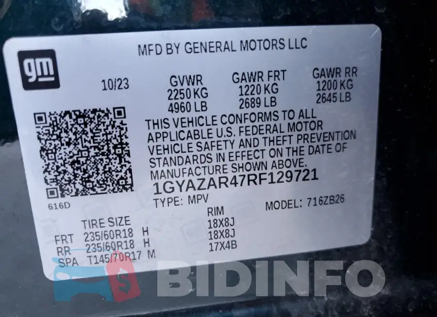 1GYAZAR47RF129721 Photo# 13