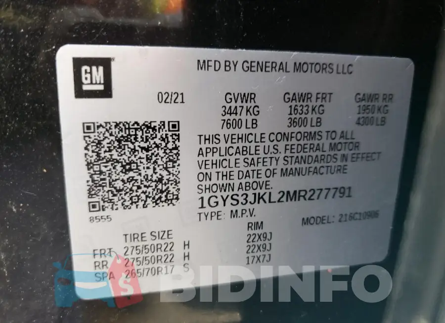 1GYS3JKL2MR277791 Photo# 13