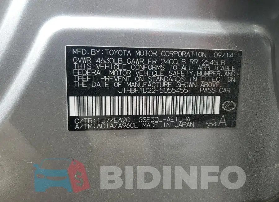JTHBF1D22F5055455 Photo# 12