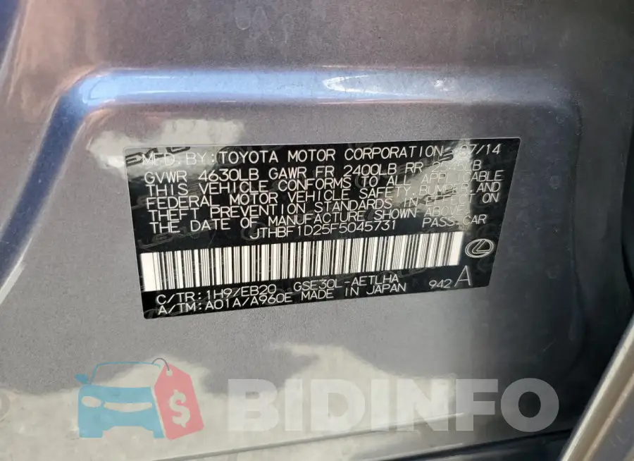JTHBF1D25F5045731 Photo# 12