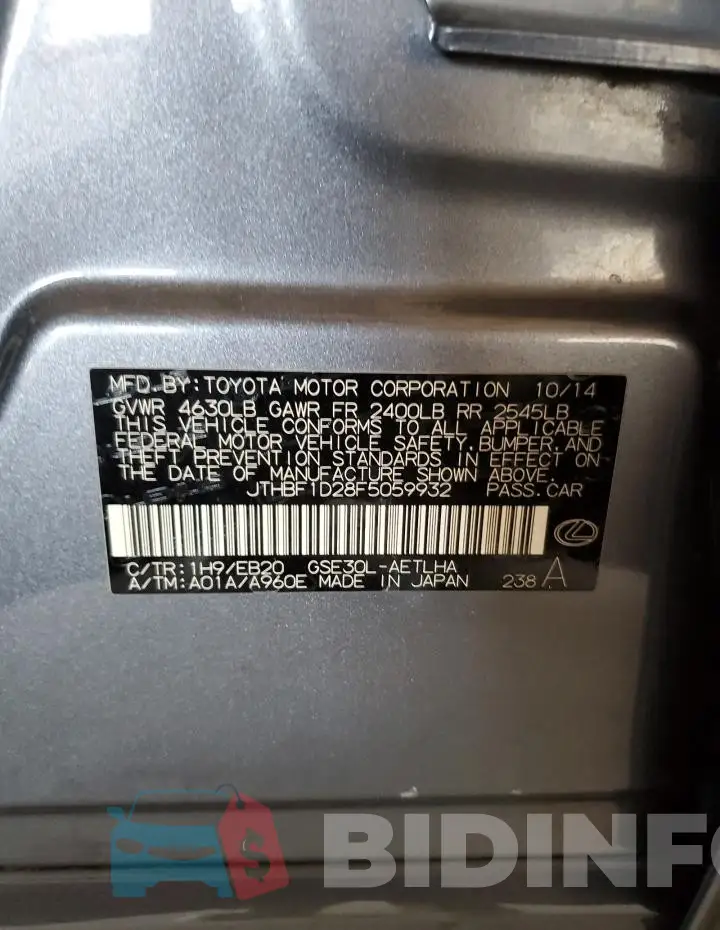 JTHBF1D28F5059932 Photo# 12