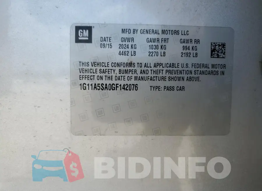 1G11A5SA0GF142076 Photo# 13
