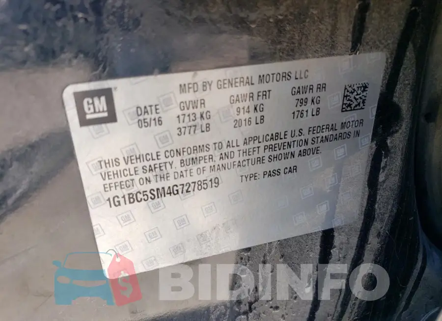 1G1BC5SM4G7278519 Photo# 12