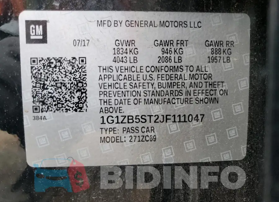 1G1ZB5ST2JF111047 Photo# 13