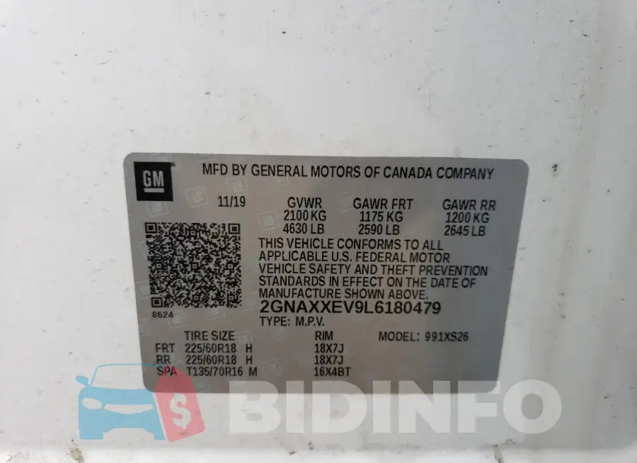 2GNAXXEV9L6180479 Photo# 13