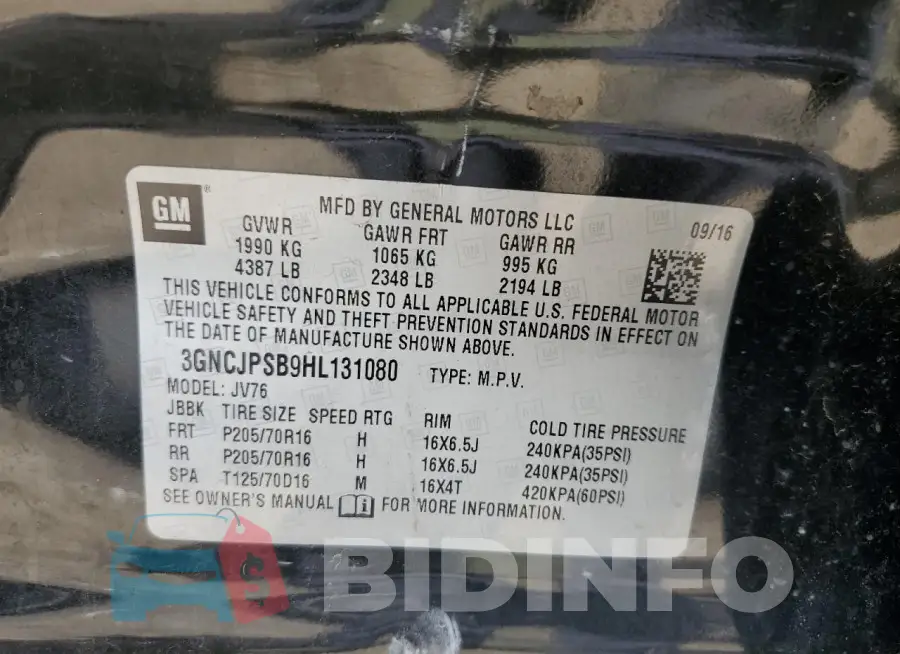 3GNCJPSB9HL131080 Photo# 13