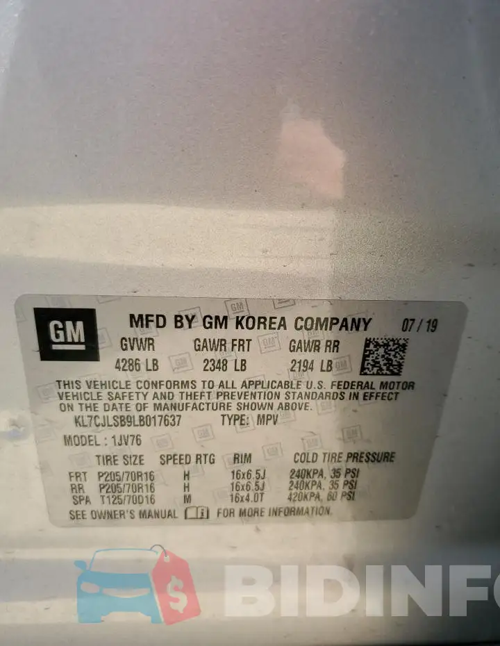 KL7CJLSB9LB017637 Photo# 13