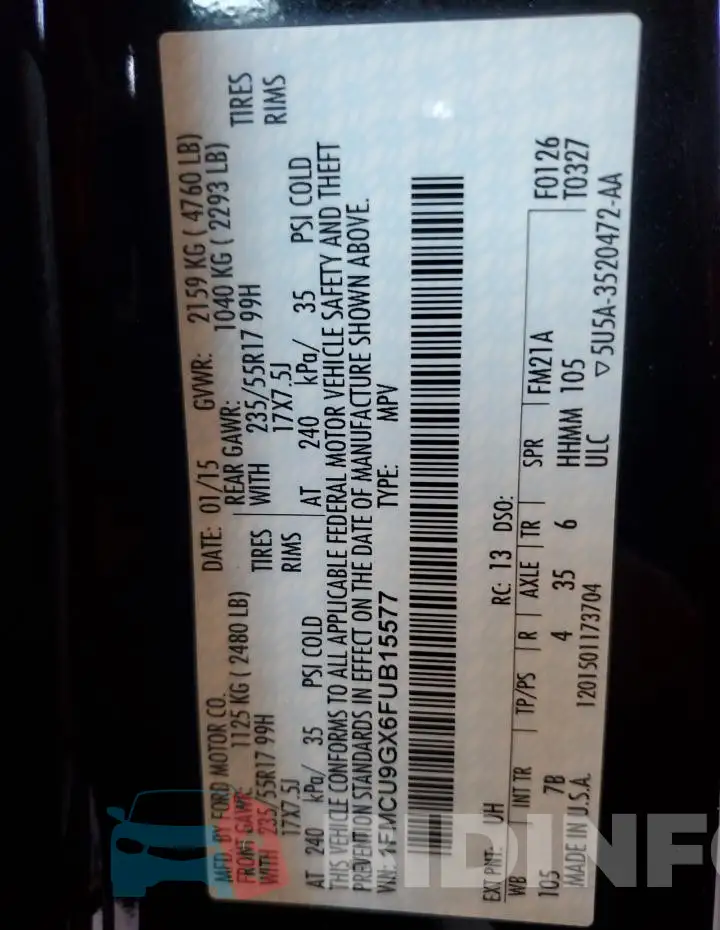 1FMCU9GX6FUB15577 Photo# 13
