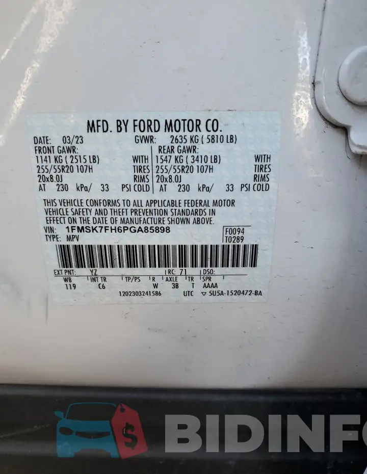 1FMSK7FH6PGA85898 Photo# 14