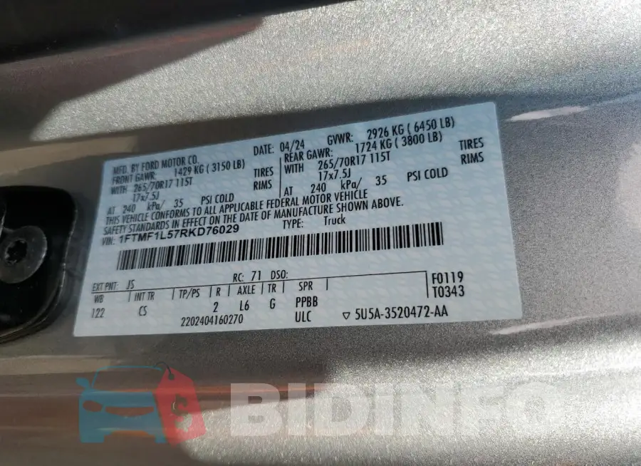 1FTMF1L57RKD76029 Photo# 12