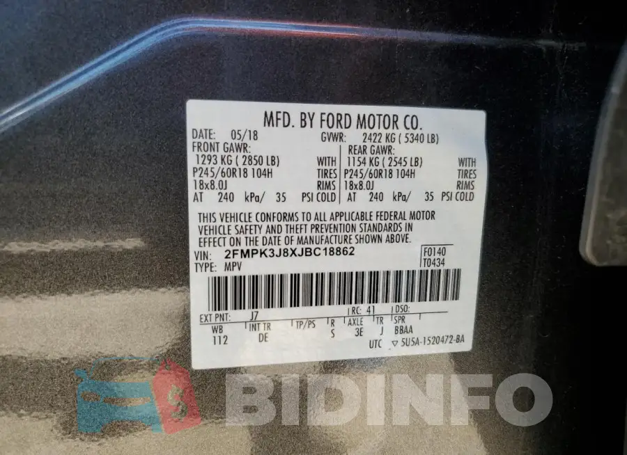 2FMPK3J8XJBC18862 Photo# 14